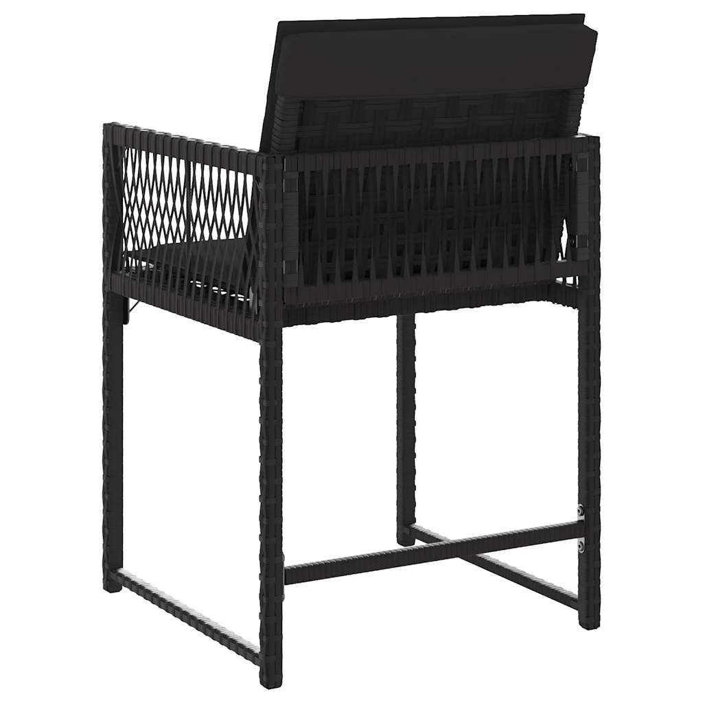 Garden Chairs with Cushions 4 pcs Black Poly Rattan