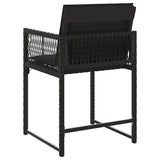 Garden Chairs with Cushions 4 pcs Black Poly Rattan - Close-Up Angle