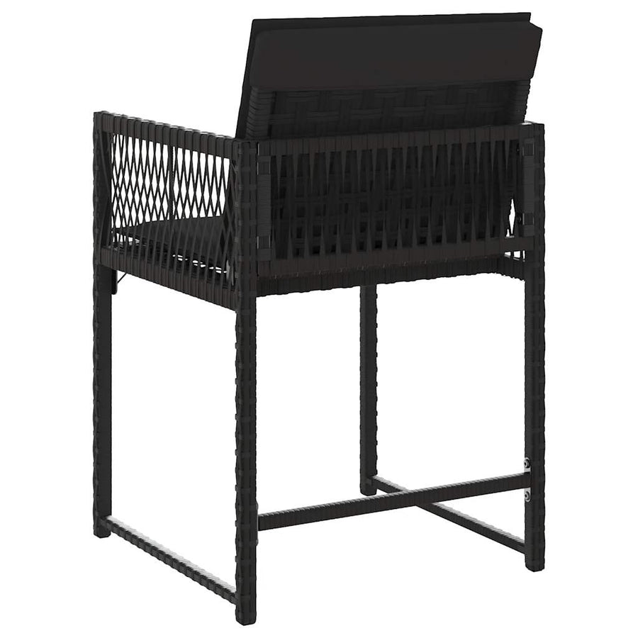 Garden Chairs with Cushions 4 pcs Black Poly Rattan