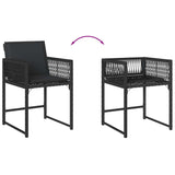 Garden Chairs with Cushions 4 pcs Black Poly Rattan - Low Angle