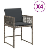 Garden Chairs with Cushions 4 pcs Grey Poly Rattan - Front View