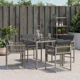 Garden Chairs with Cushions 4 pcs Grey Poly Rattan - Side View