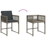 Garden Chairs with Cushions 4 pcs Grey Poly Rattan