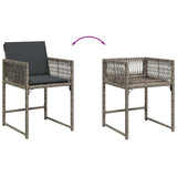 Garden Chairs with Cushions 4 pcs Grey Poly Rattan - Low Angle