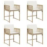 Garden Chairs with Cushions 4 pcs Beige Poly Rattan
