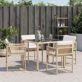 Garden Chairs with Cushions 4 pcs Beige Poly Rattan - Side View