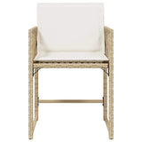 Garden Chairs with Cushions 4 pcs Beige Poly Rattan - 45-Degree Angle