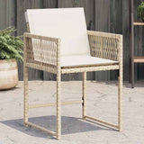 Garden Chairs with Cushions 4 pcs Beige Poly Rattan