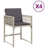 Garden Chairs with Cushions 4 pcs Light Grey Poly Rattan - Front View