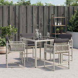 Garden Chairs with Cushions 4 pcs Light Grey Poly Rattan - Side View