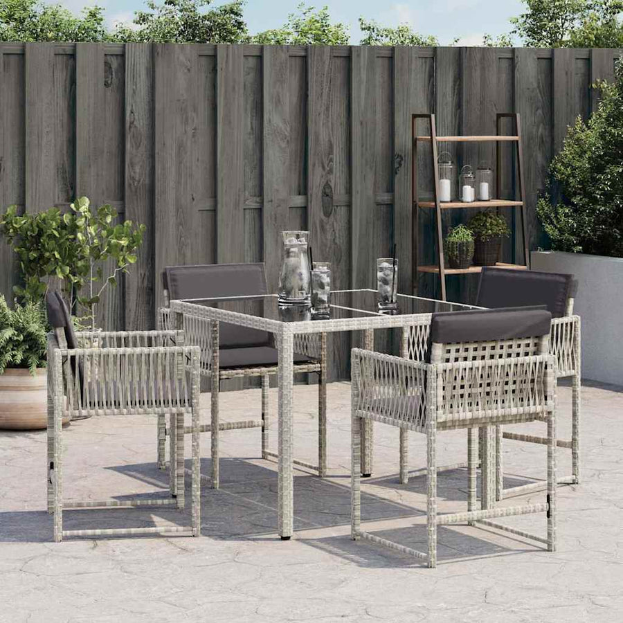 Garden Chairs with Cushions 4 pcs Light Grey Poly Rattan