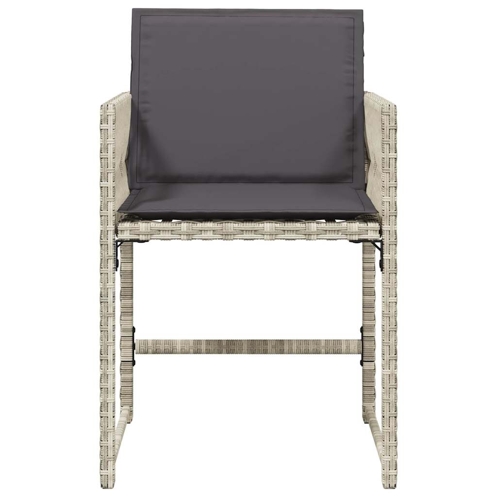 Garden Chairs with Cushions 4 pcs Light Grey Poly Rattan