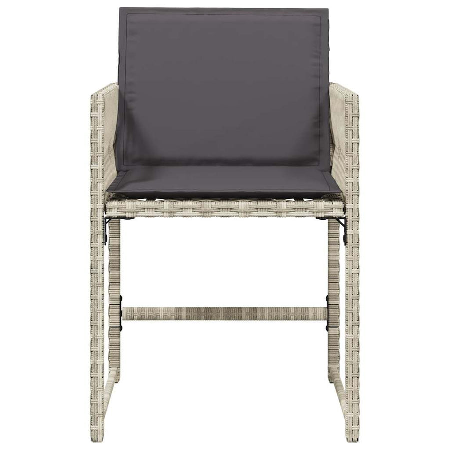 Garden Chairs with Cushions 4 pcs Light Grey Poly Rattan