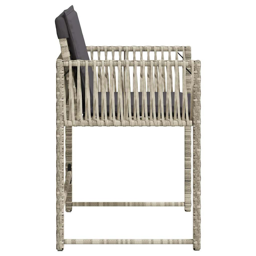 Garden Chairs with Cushions 4 pcs Light Grey Poly Rattan