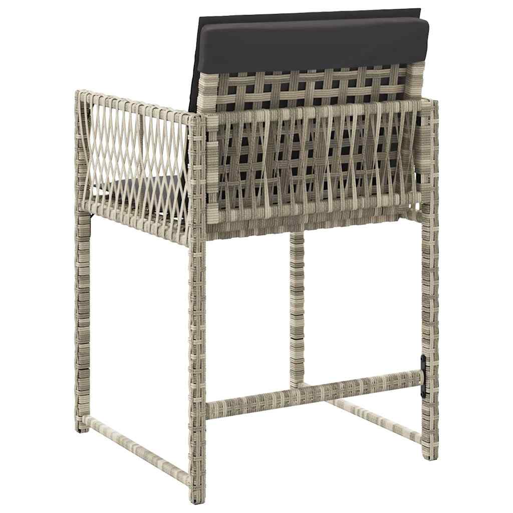 Garden Chairs with Cushions 4 pcs Light Grey Poly Rattan