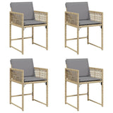 Garden Chairs with Cushions 4 pcs Mix Beige Poly Rattan