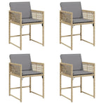 Garden Chairs with Cushions 4 pcs Mix Beige Poly Rattan