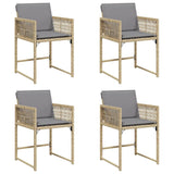 Garden Chairs with Cushions 4 pcs Mix Beige Poly Rattan - Front View