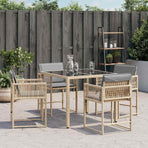 Garden Chairs with Cushions 4 pcs Mix Beige Poly Rattan