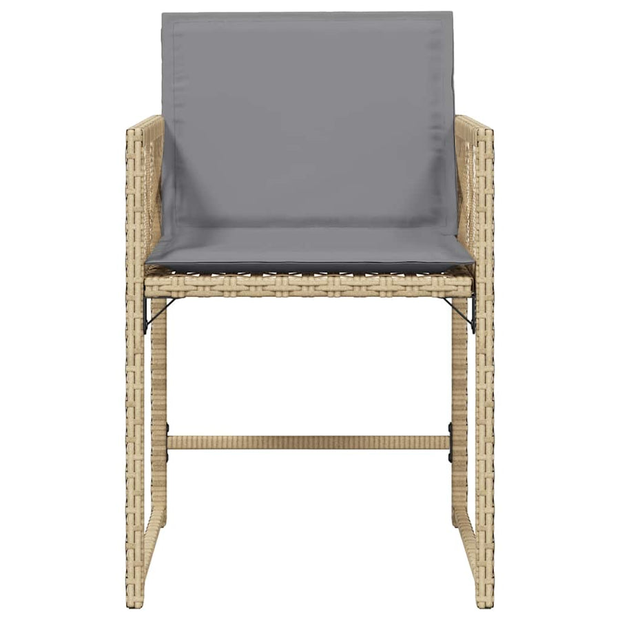 Garden Chairs with Cushions 4 pcs Mix Beige Poly Rattan