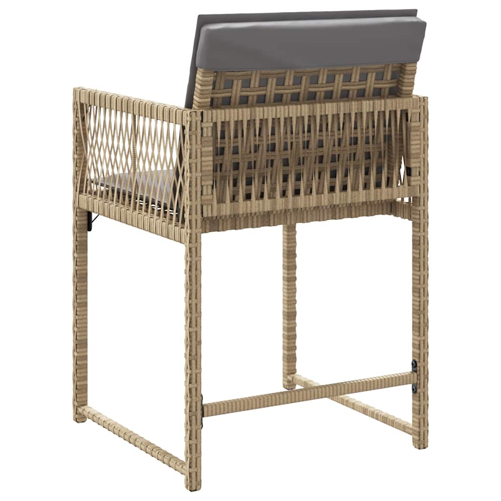Garden Chairs with Cushions 4 pcs Mix Beige Poly Rattan