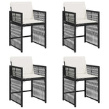 Garden Chairs with Cushions 4 pcs Black Poly Rattan