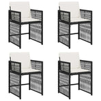 Garden Chairs with Cushions 4 pcs Black Poly Rattan