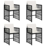Garden Chairs with Cushions 4 pcs Black Poly Rattan - Front View