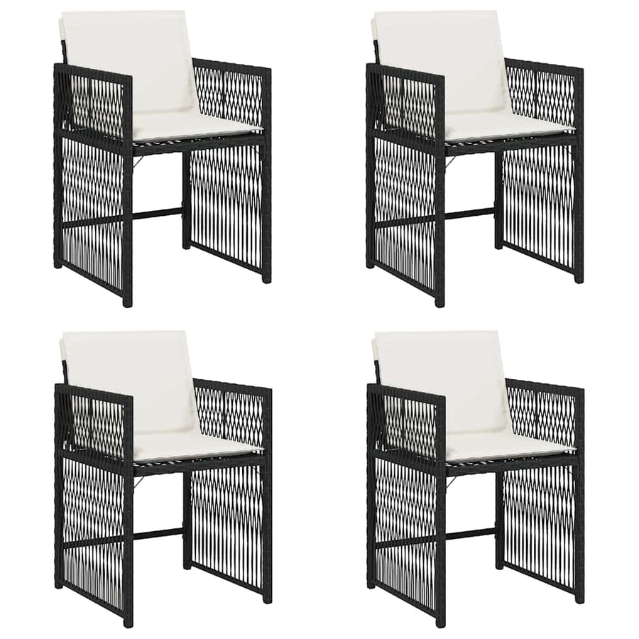 Garden Chairs with Cushions 4 pcs Black Poly Rattan