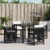 Garden Chairs with Cushions 4 pcs Black Poly Rattan - Side View
