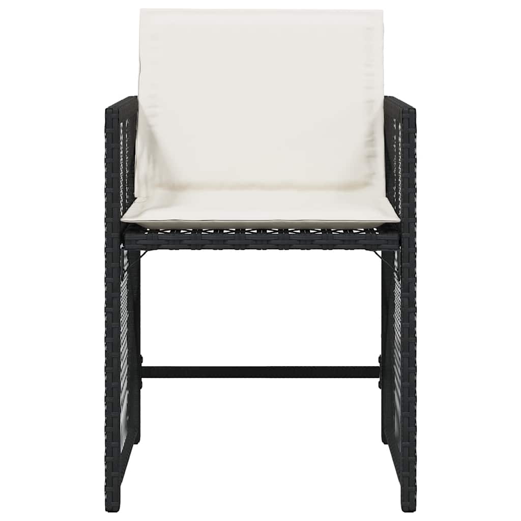 Garden Chairs with Cushions 4 pcs Black Poly Rattan