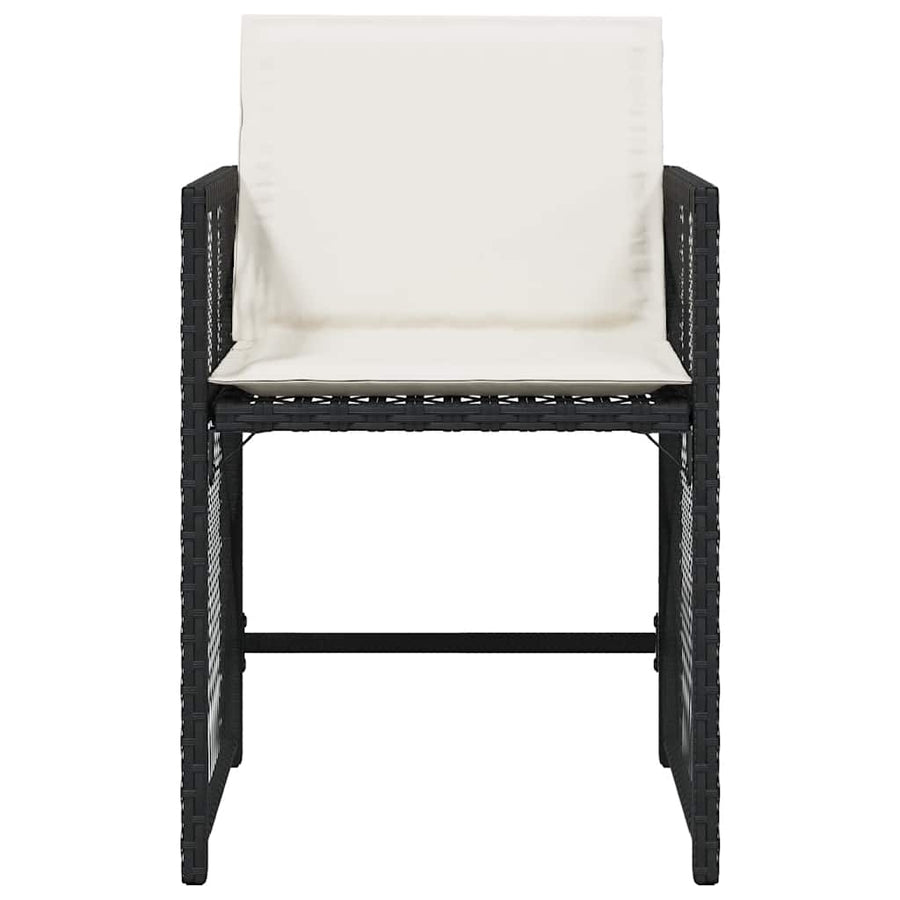 Garden Chairs with Cushions 4 pcs Black Poly Rattan