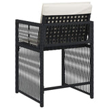 Garden Chairs with Cushions 4 pcs Black Poly Rattan - Close-Up Angle