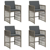 Garden Chairs with Cushions 4 pcs Grey Poly Rattan