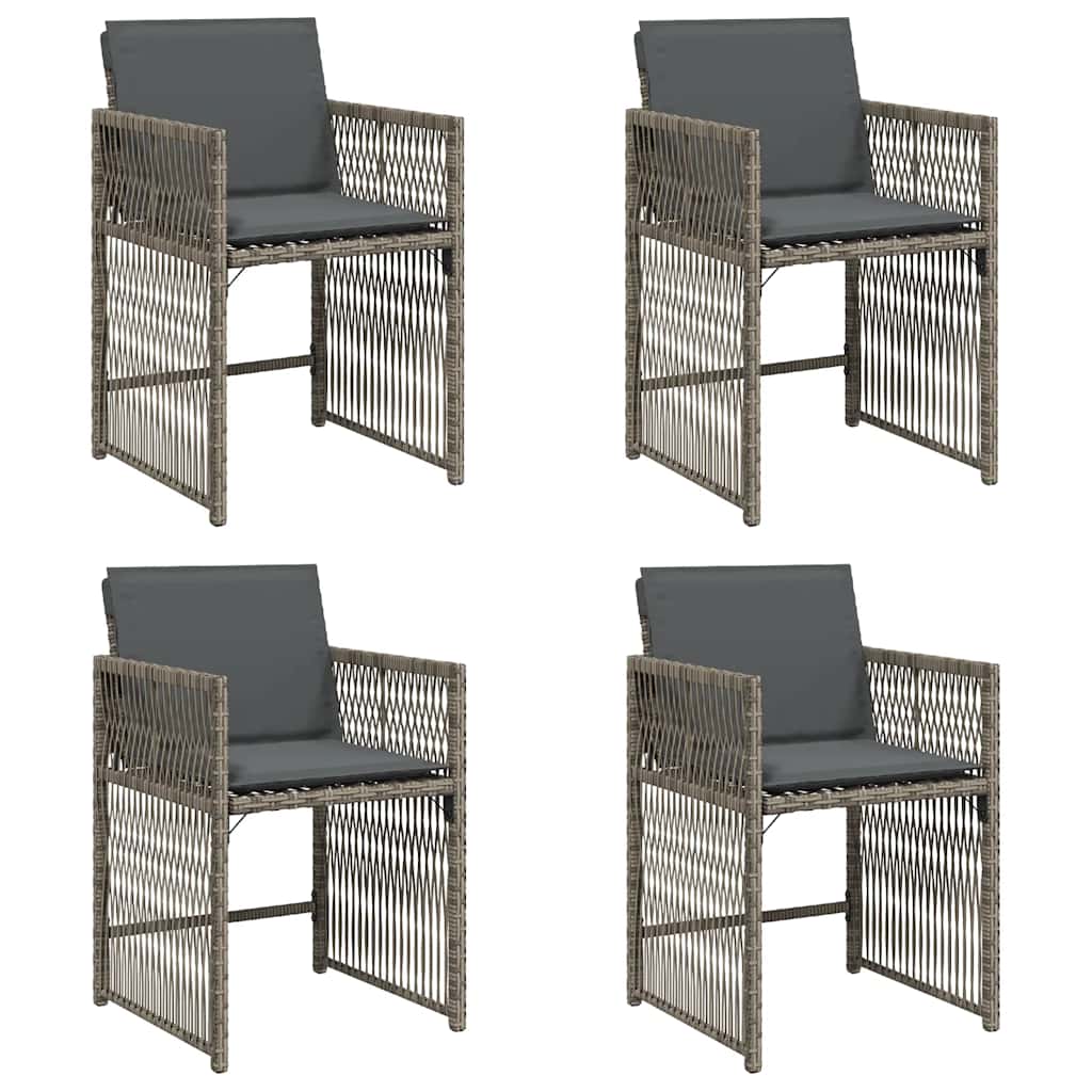Garden Chairs with Cushions 4 pcs Grey Poly Rattan