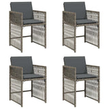 Garden Chairs with Cushions 4 pcs Grey Poly Rattan - Front View