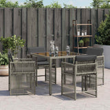 Garden Chairs with Cushions 4 pcs Grey Poly Rattan - Side View