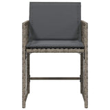 Garden Chairs with Cushions 4 pcs Grey Poly Rattan - 45-Degree Angle