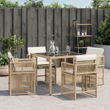 Garden Chairs with Cushions 4 pcs Beige Poly Rattan - Side View