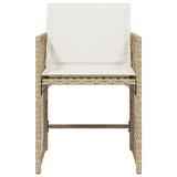 Garden Chairs with Cushions 4 pcs Beige Poly Rattan - 45-Degree Angle