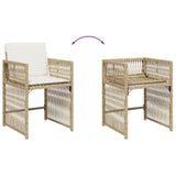 Garden Chairs with Cushions 4 pcs Beige Poly Rattan - Low Angle