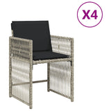 Garden Chairs with Cushions 4 pcs Light Grey Poly Rattan - Front View