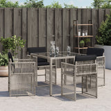 Garden Chairs with Cushions 4 pcs Light Grey Poly Rattan - Side View