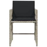 Garden Chairs with Cushions 4 pcs Light Grey Poly Rattan - 45-Degree Angle