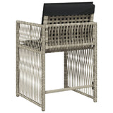 Garden Chairs with Cushions 4 pcs Light Grey Poly Rattan - Close-Up Angle
