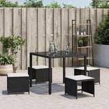 Garden Stools with Cushions 4 pcs Black 41x41x36 cm Poly Rattan - Side View