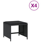 Garden Stools with Cushions 4 pcs Black 41x41x36 cm Poly Rattan