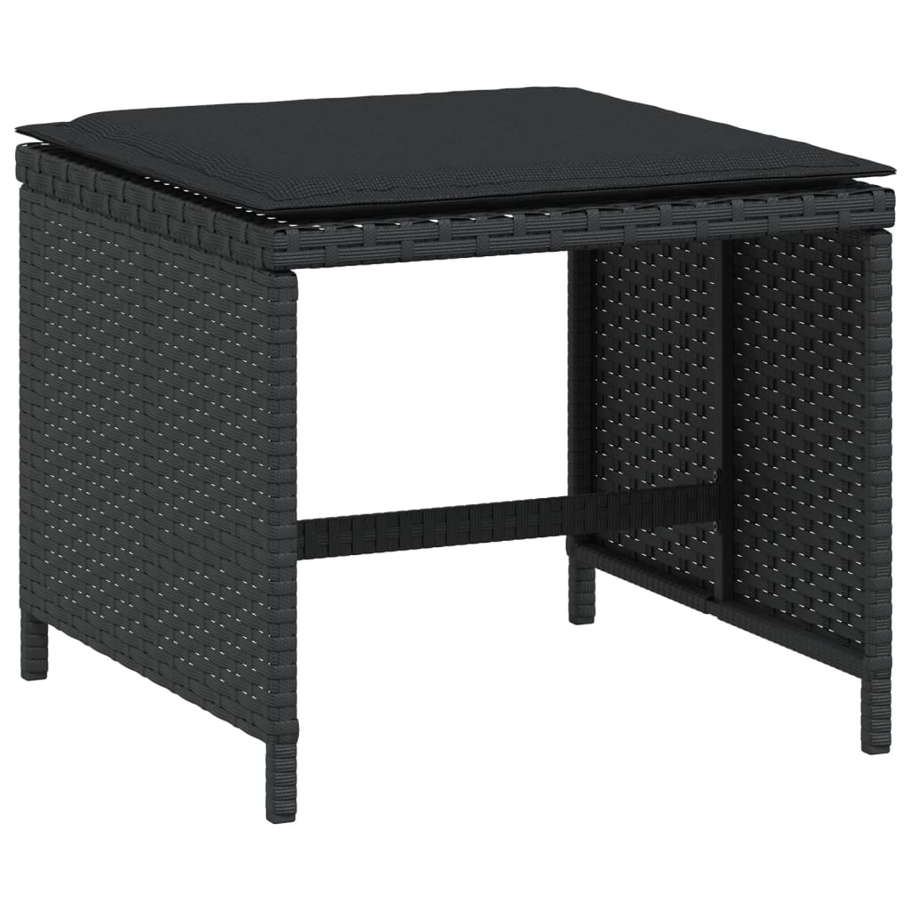 Garden Stools with Cushions 4 pcs Black 41x41x36 cm Poly Rattan