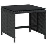 Garden Stools with Cushions 4 pcs Black 41x41x36 cm Poly Rattan - Top-Down View