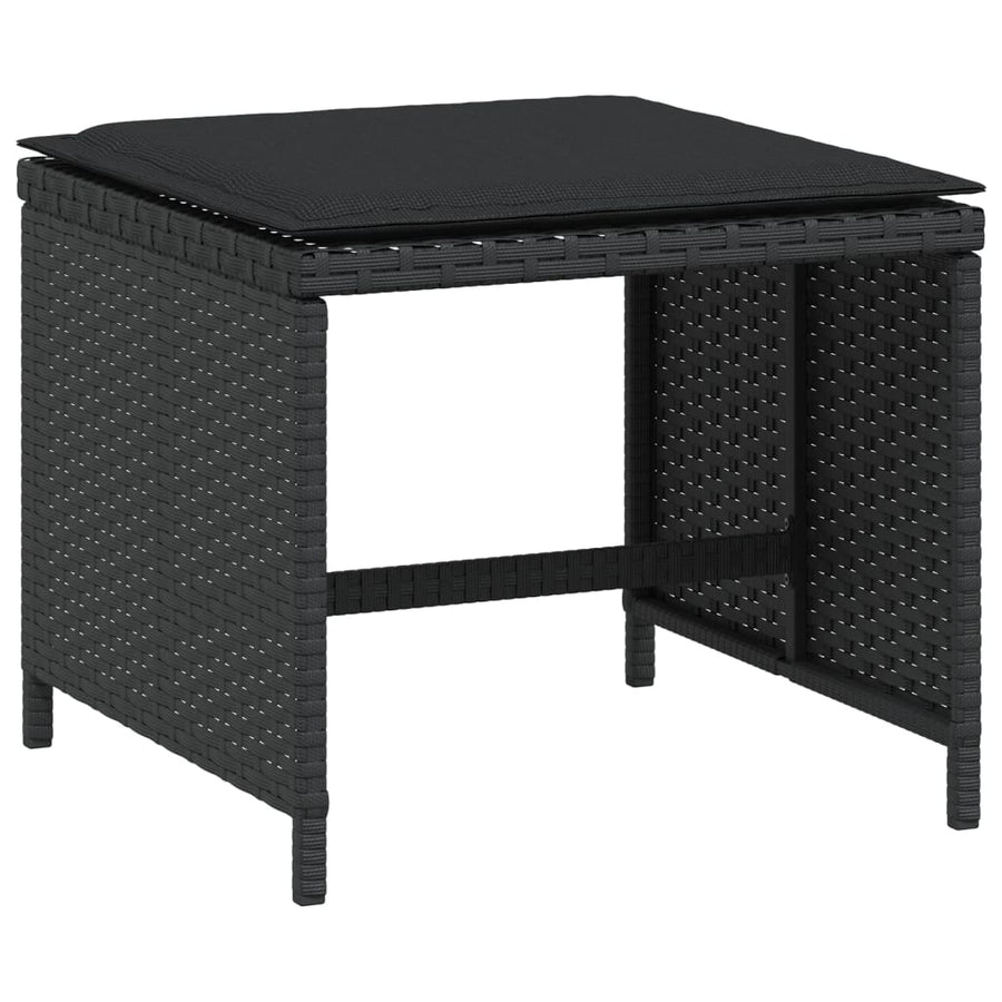 Garden Stools with Cushions 4 pcs Black 41x41x36 cm Poly Rattan